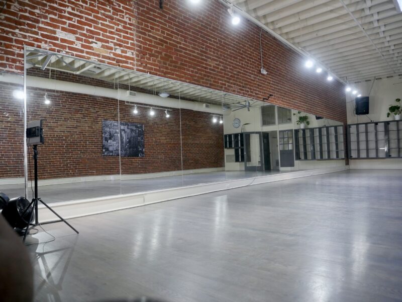 Industry Urban Loft Studios with High Ceilings, Skylights, Grey Hardwood Floors